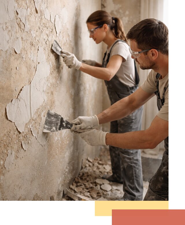 Снятие старой шпаклевки и подготовка поверхностей в Елизово