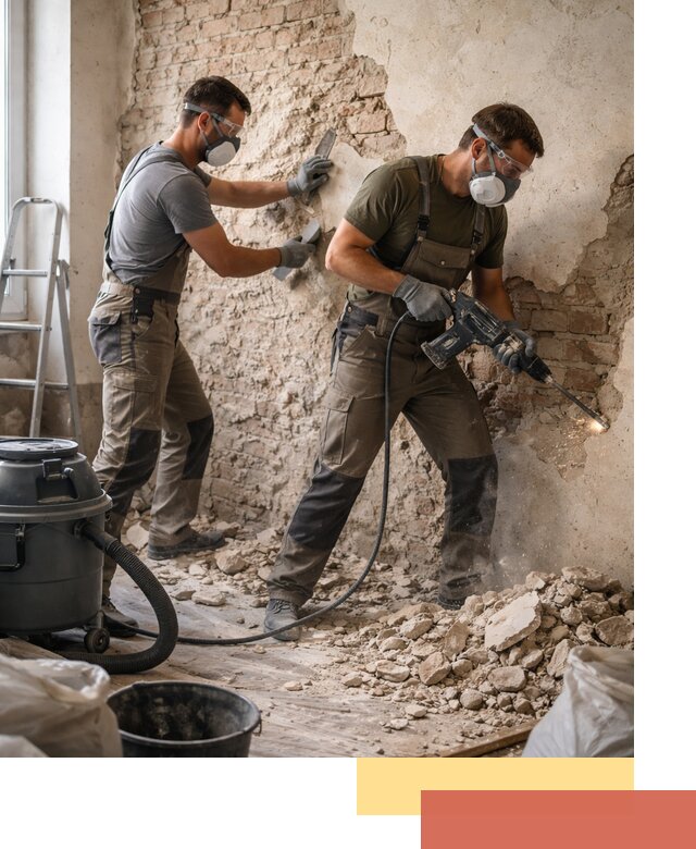 Демонтаж штукатурки со стен в Елизово быстро и аккуратно