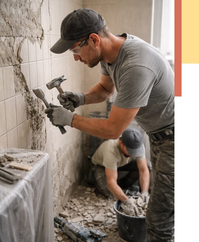 Демонтаж плитки со стен в Елизово от 861 руб. — быстро и недорого | ОТДЕЛОЧНИК-Лзв