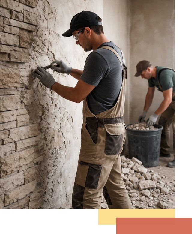 Демонтаж декоративного камня в Елизово профессионально и безопасно