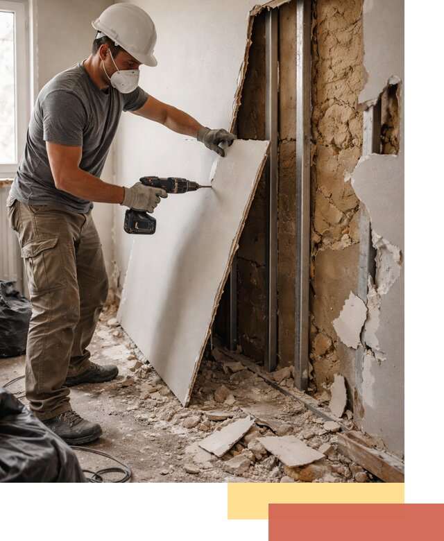 Демонтаж гипсокартона со стен в Елизово качественно и быстро