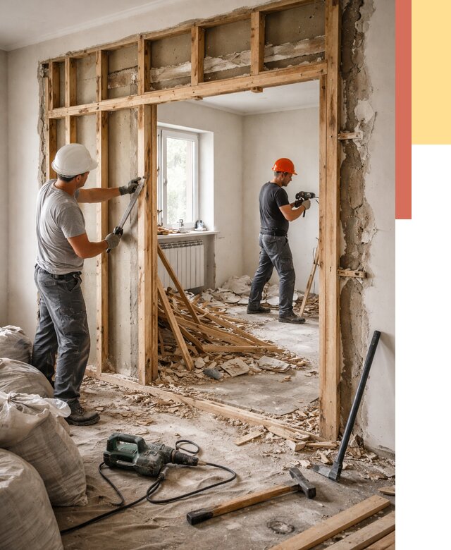 Демонтаж деревянных перегородок в Елизово от 3241 руб. — быстро и недорого | ОТДЕЛОЧНИК-Лзв