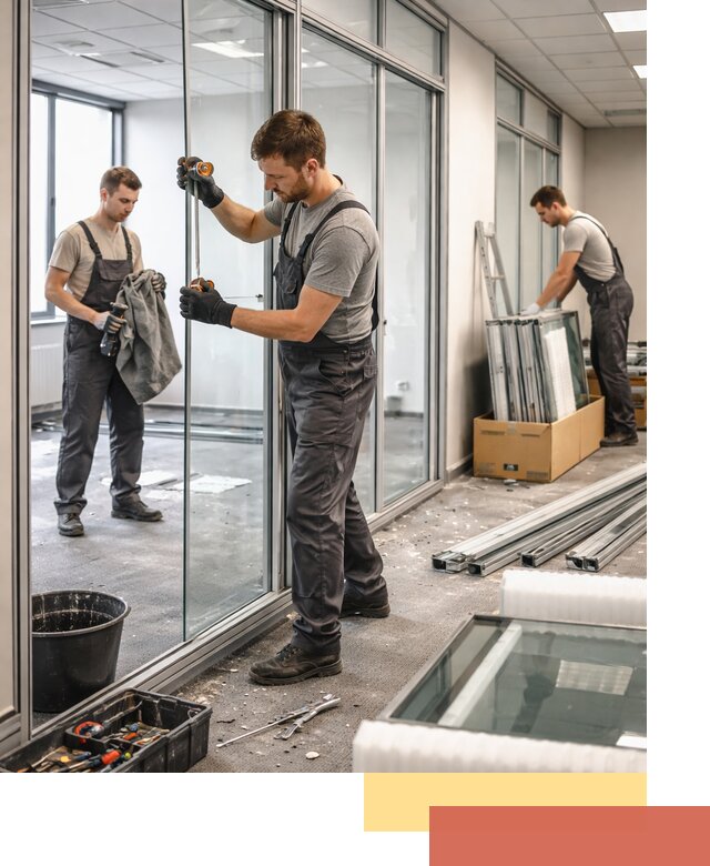 Демонтаж стеклянных перегородок в Елизово быстро и безопасно