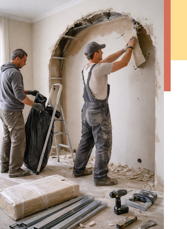 Демонтаж арки из гипсокартона в Елизово от 3545 руб. — услуги под ключ | ОТДЕЛОЧНИК-Лзв