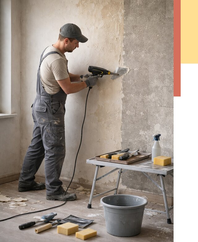 Очистка стен от клея в Елизово от 1874 руб. — снятие и удаление клея со стен | ОТДЕЛОЧНИК-Лзв