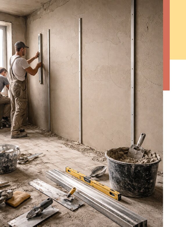 Штукатурка стен по маякам в Елизово от 5570 руб./м² — выравнивание под ключ | ОТДЕЛОЧНИК-Лзв