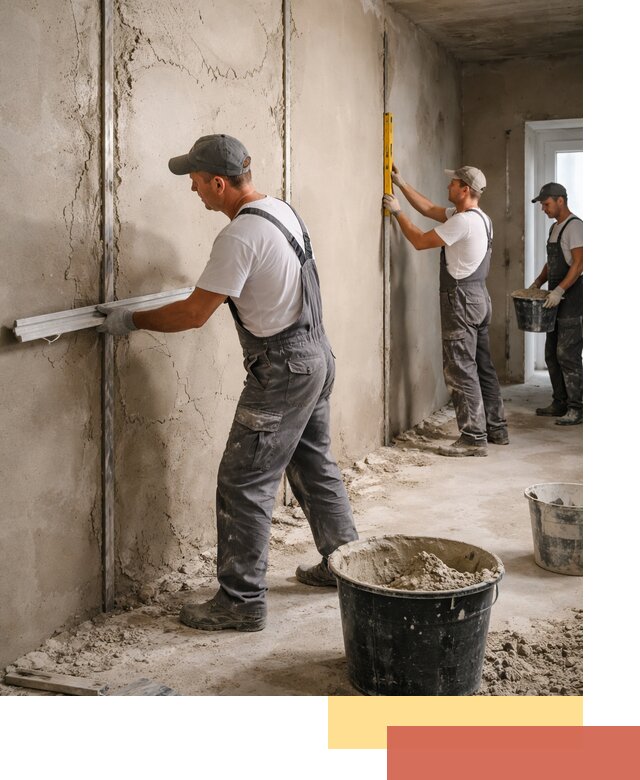 Штукатурка стен по маякам в Елизово — точная и ровная поверхность