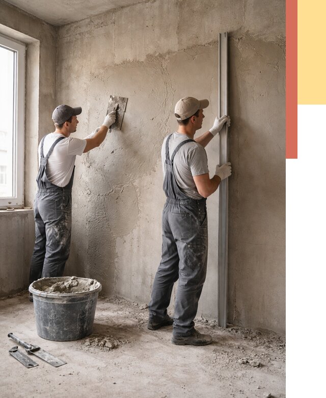 Штукатурка бетонных стен в Елизово от 4558 руб/м² — качественно и быстро | ОТДЕЛОЧНИК-Лзв