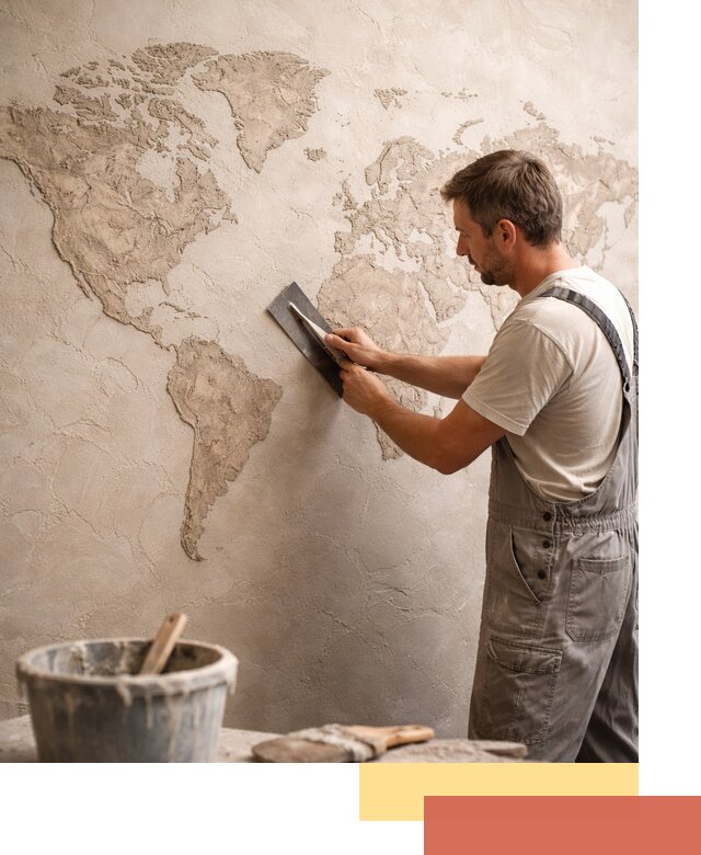 Декоративная штукатурка «Карта мира» под ключ в Елизово