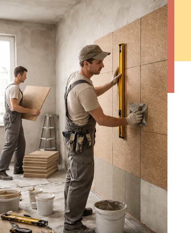 Монтаж пробковых панелей на стены в Елизово от 3545 руб. — ОТДЕЛОЧНИК-Лзв