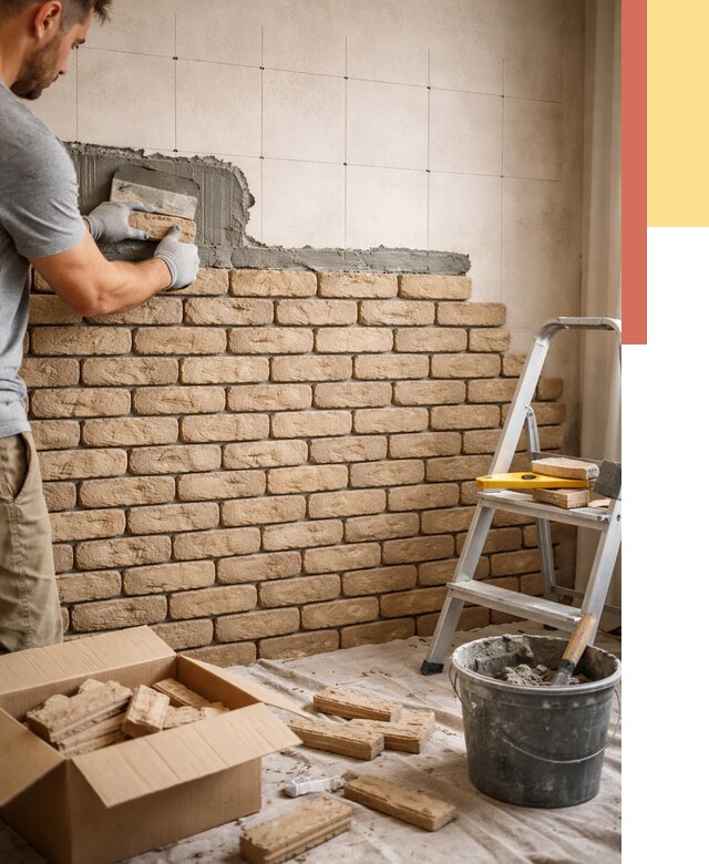 Монтаж декоративного кирпича в Елизово от 3241 руб./м² — быстро и недорого | ОТДЕЛОЧНИК-Лзв