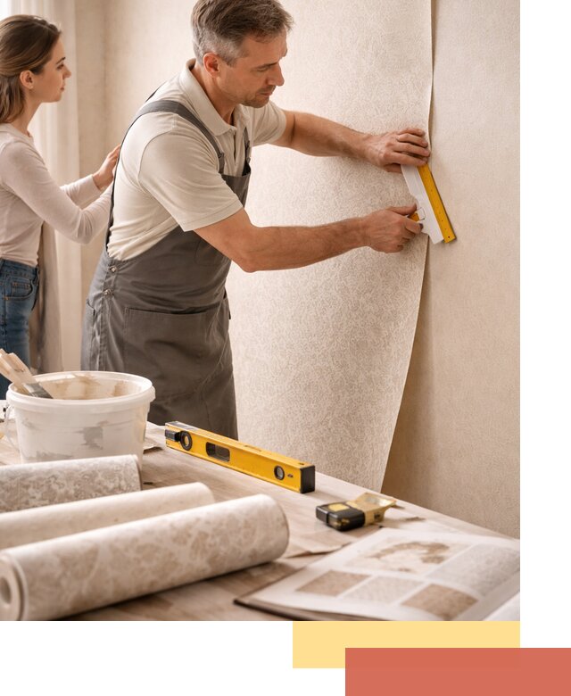 Поклейка обоев с подбором рисунка в Елизово