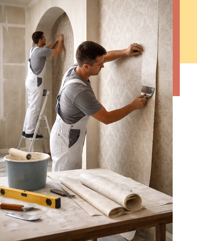 Поклейка обоев на сложные стены в Елизово от 2836 руб. под ключ | ОТДЕЛОЧНИК-Лзв