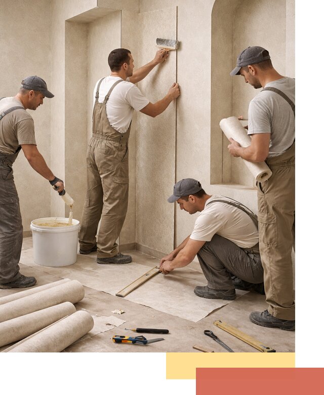 Поклейка обоев на сложные стены и неровные поверхности в Елизово