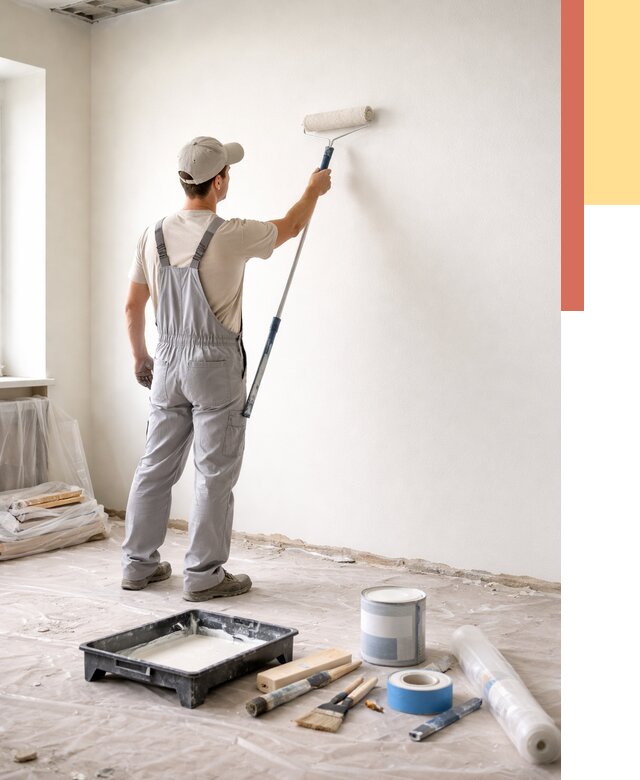 Покраска стен водоэмульсионной краской в Елизово от 456 руб. за м² | ОТДЕЛОЧНИК-Лзв