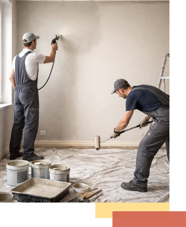 Покраска стен моющейся краской и защита поверхностей в Елизово