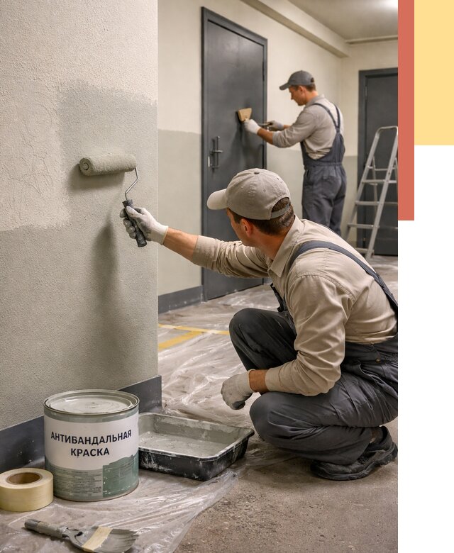 Покраска стен антивандальной краской в Елизово от 4558 руб./м² под ключ | ОТДЕЛОЧНИК-Лзв