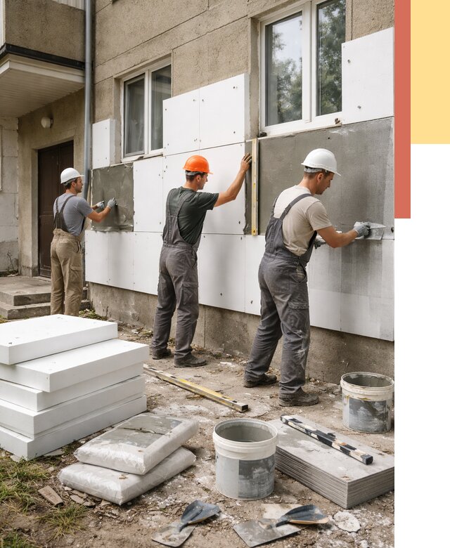 Утепление стен пенопластом в Елизово от 1772 руб. — недорого и под ключ | ОТДЕЛОЧНИК-Лзв