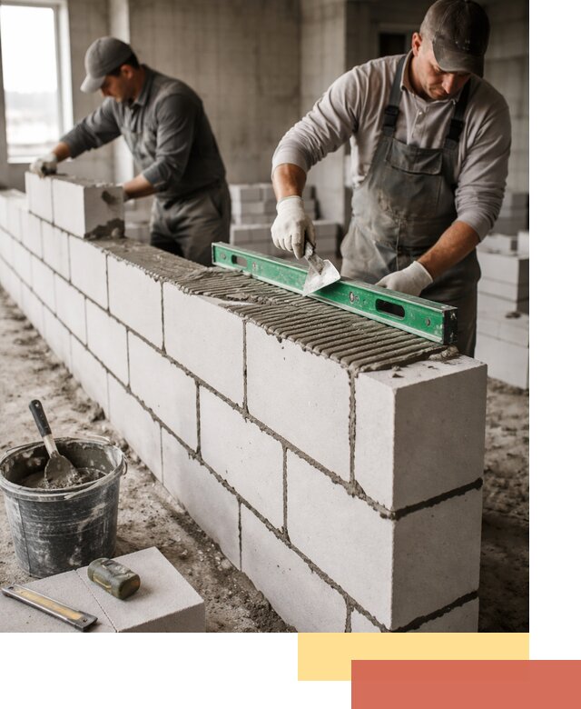 Кладка перегородок из газобетона в Елизово быстро и качественно