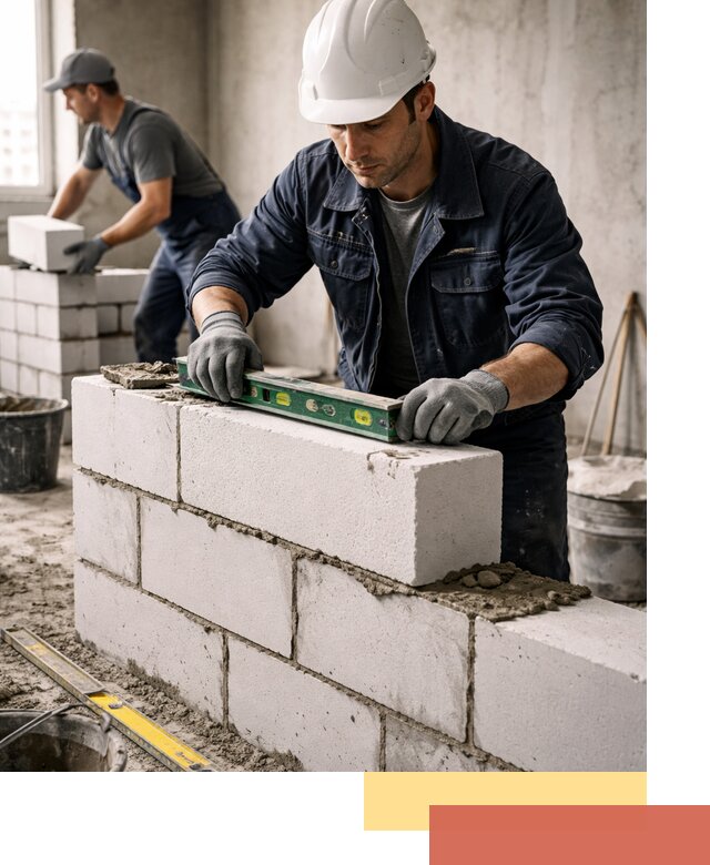 Кладка перегородок из пеноблока под ключ в Елизово