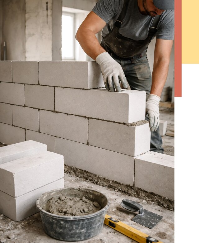 Кладка перегородок из силикатного блока в Елизово от 4051 руб. под ключ | ОТДЕЛОЧНИК-Лзв