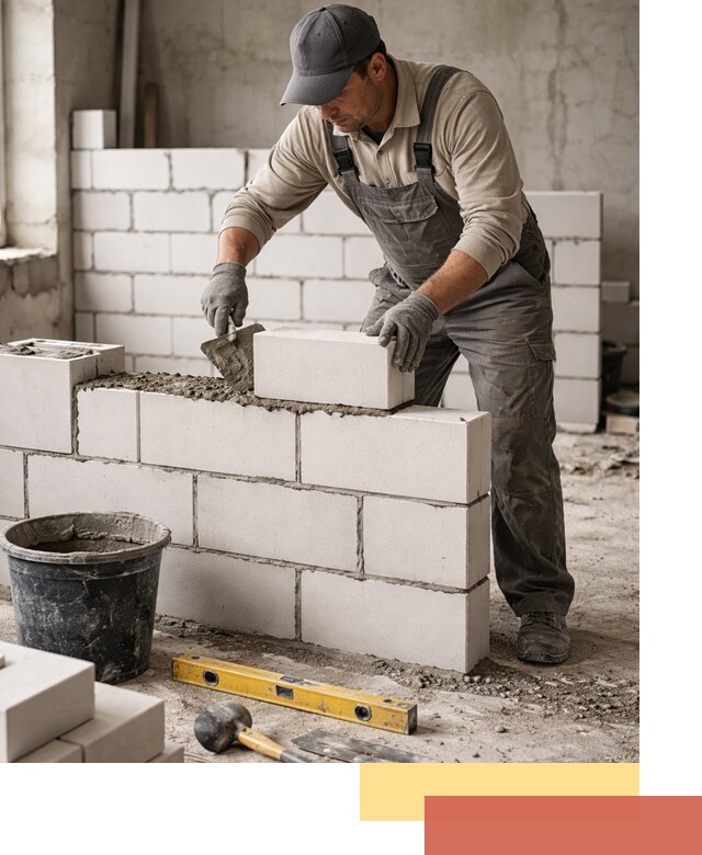 Кладка перегородок из силикатного блока в Елизово