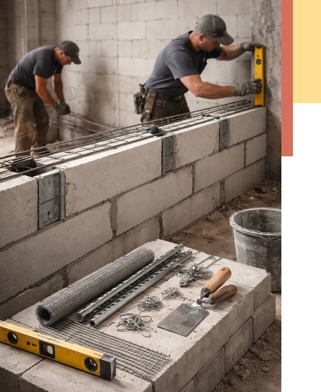 Армирование кладки перегородок в Елизово от 760 руб. под ключ | ОТДЕЛОЧНИК-Лзв