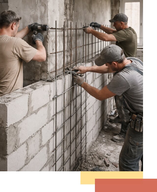Армирование кладки перегородок в Елизово профессионально и надёжно