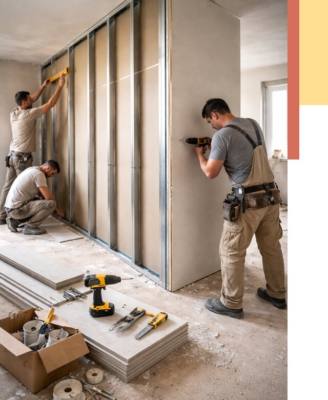 Монтаж однослойной перегородки из гипсокартона в Елизово от 658 руб. | ОТДЕЛОЧНИК-Лзв