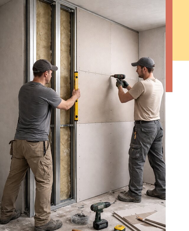 Монтаж двухслойной перегородки из гипсокартона в Елизово от 1469 руб. | ОТДЕЛОЧНИК-Лзв