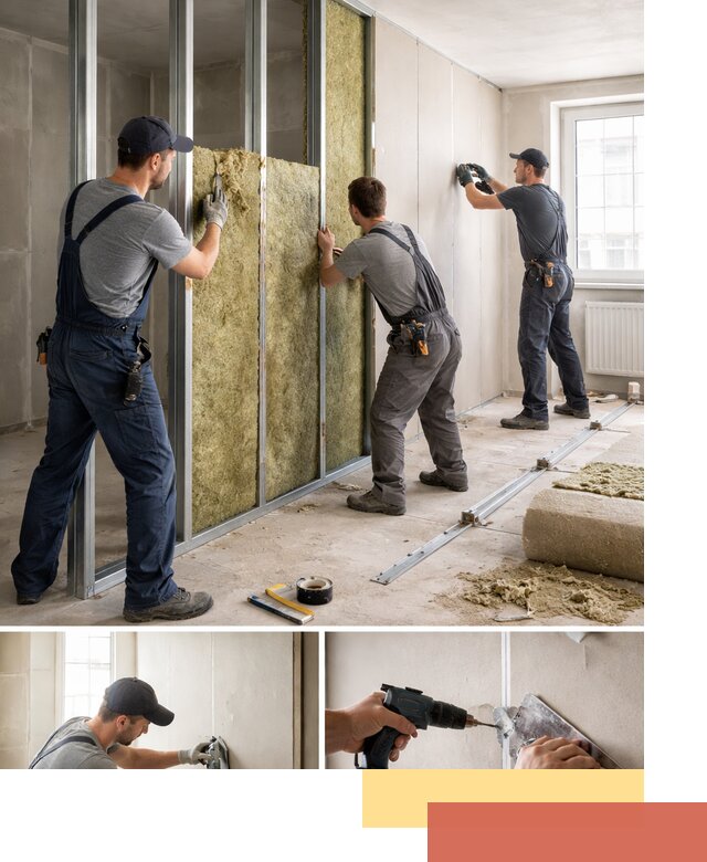 Перегородка из гипсокартона с шумоизоляцией в Елизово — монтаж под ключ