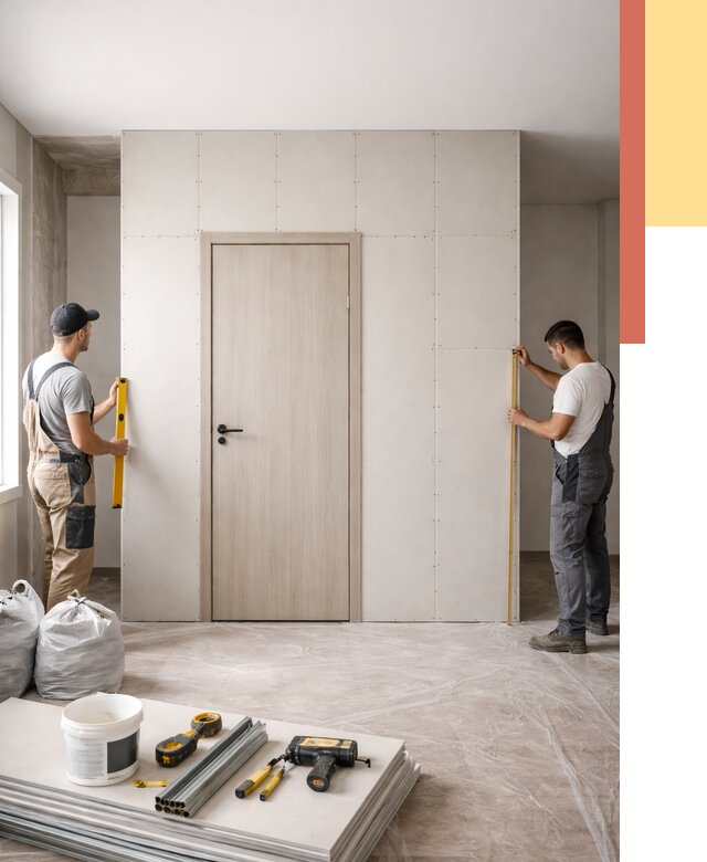 Перегородка из гипсокартона с дверью в Елизово от 4558 руб. под ключ | ОТДЕЛОЧНИК-Лзв