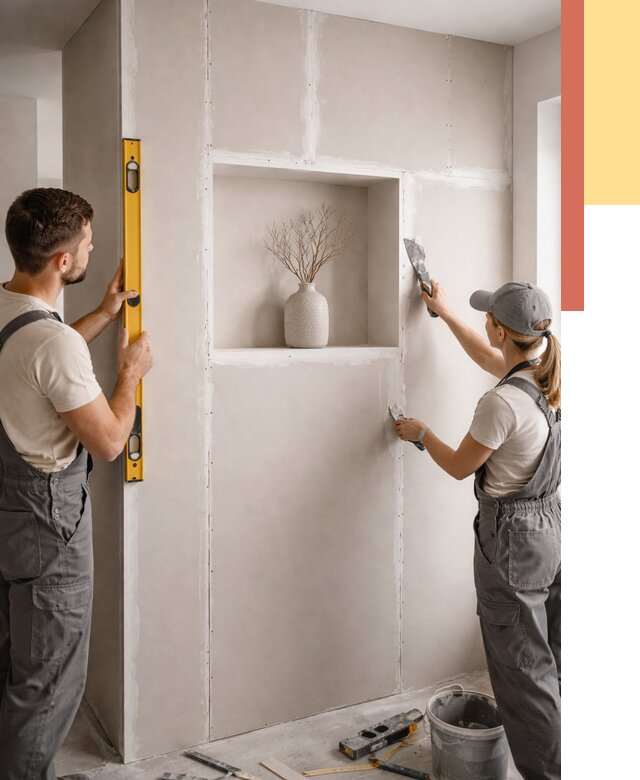 Перегородка из гипсокартона с нишей в Елизово от 3292 руб. под ключ | ОТДЕЛОЧНИК-Лзв