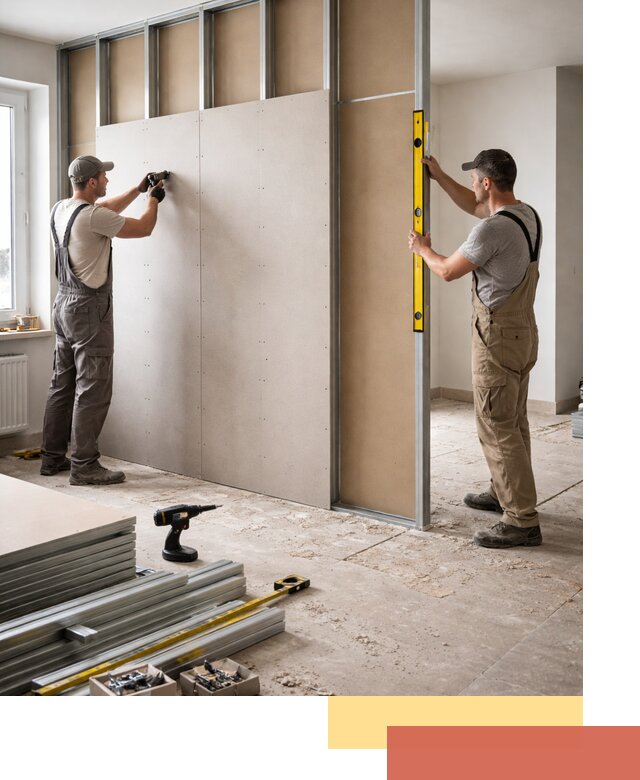 Зонирующая перегородка из гипсокартона под ключ в Елизово