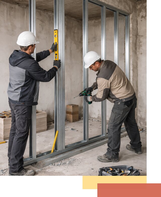 Монтаж каркаса перегородки из профиля в Елизово