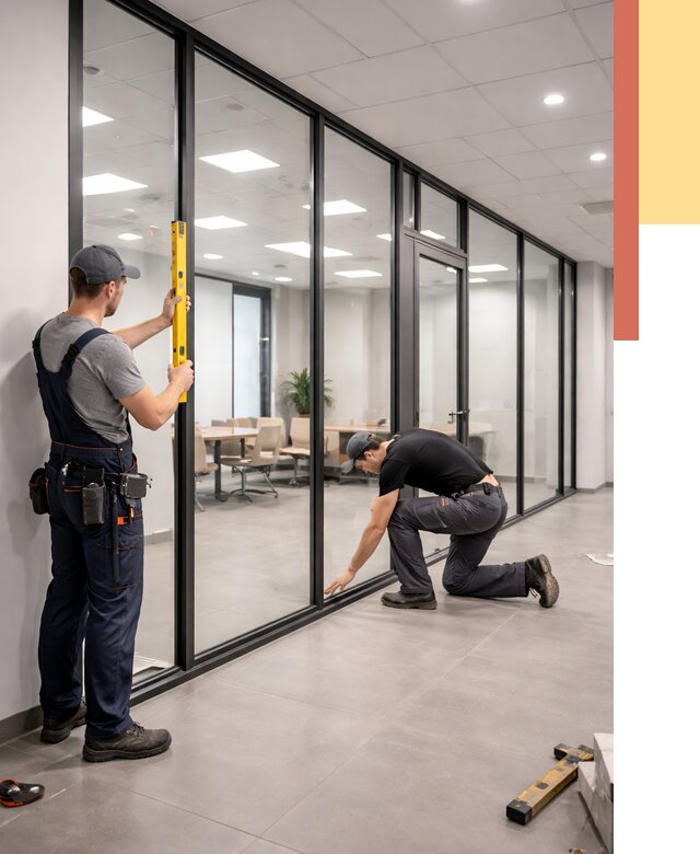 Каркасные стеклянные перегородки в Елизово под ключ от 9318 руб. | ОТДЕЛОЧНИК-Лзв