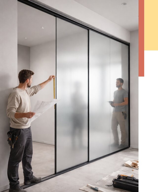 Матовые стеклянные перегородки в Елизово от 8609 руб. — монтаж и установка | ОТДЕЛОЧНИК-Лзв