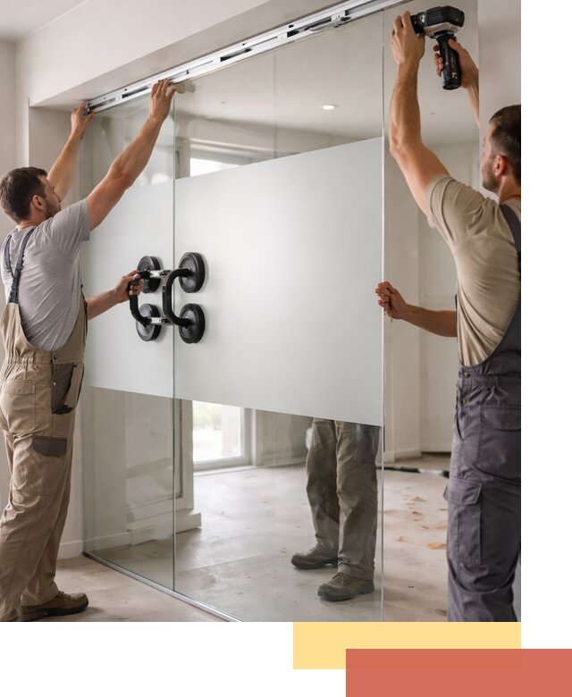 Матовые стеклянные перегородки под ключ в Елизово