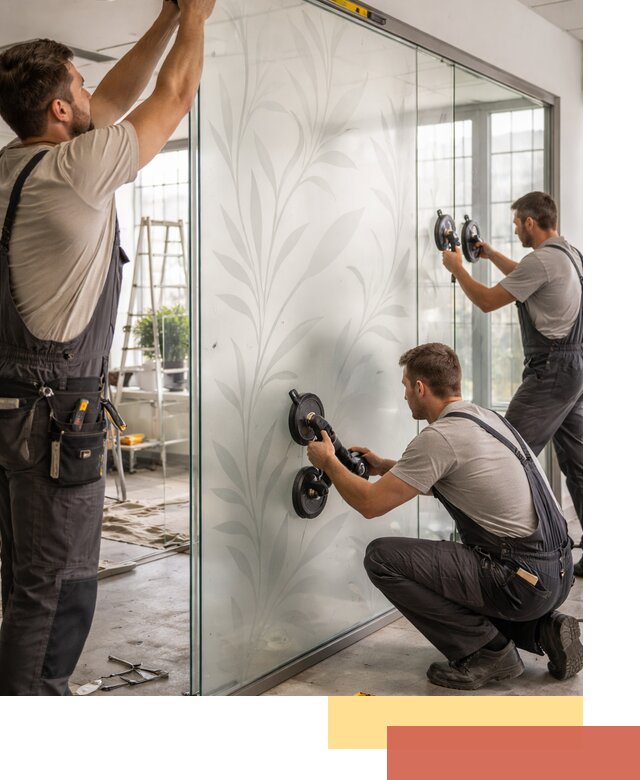 Стеклянные перегородки с рисунком на заказ в Елизово