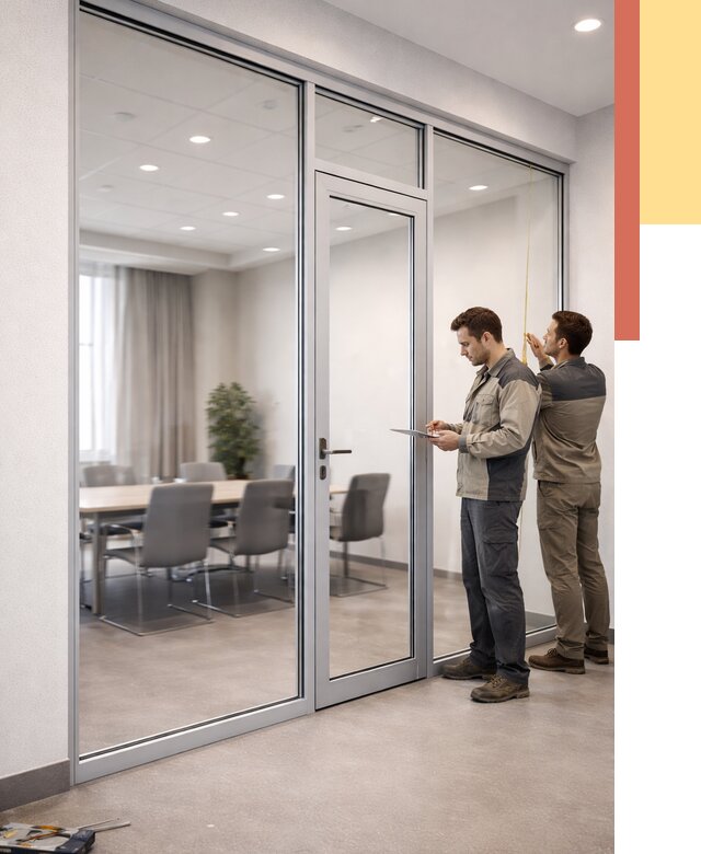 Установка и монтаж алюминиевых перегородок со стеклом в Елизово от 8305 руб. | ОТДЕЛОЧНИК-Лзв