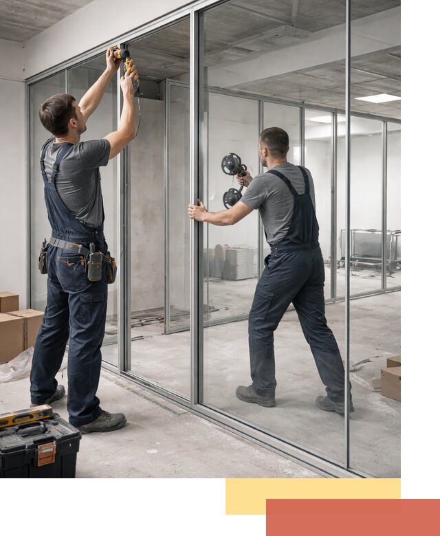 Алюминиевые перегородки со стеклом в Елизово — изготовление и монтаж