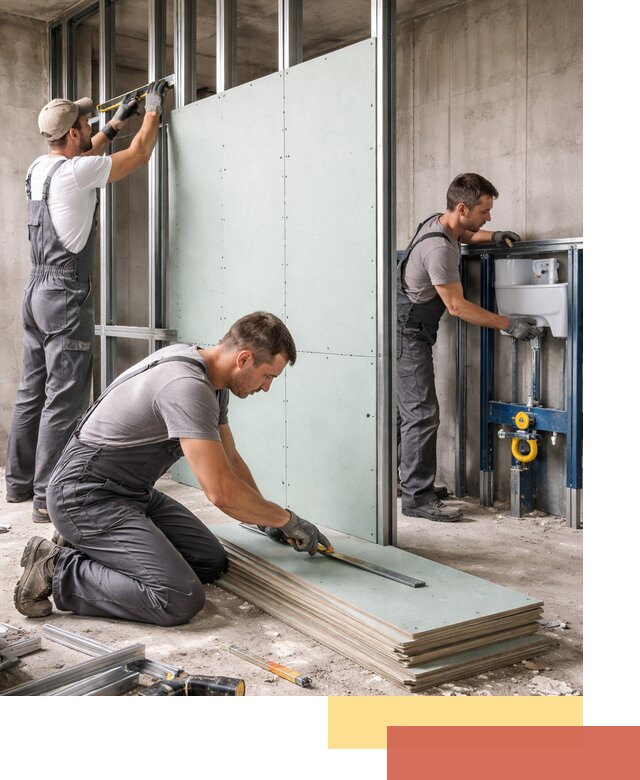 Монтаж и ремонт сантехнических перегородок в Елизово