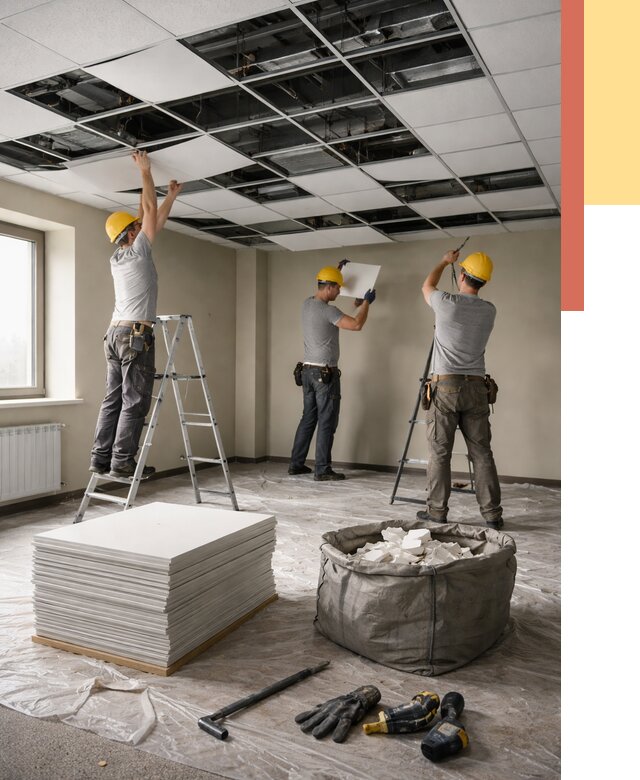 Демонтаж потолка Армстронг в Елизово от 4558 руб. быстро и недорого | ОТДЕЛОЧНИК-Лзв