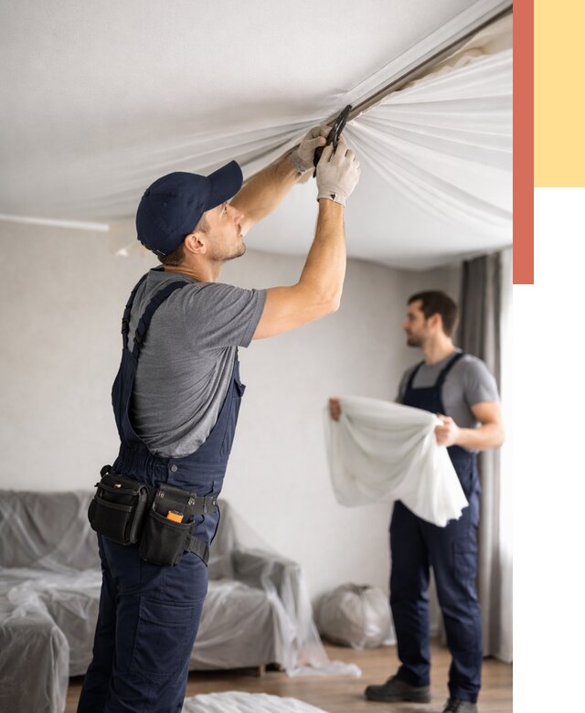 Демонтаж натяжного потолка в Елизово от 4558 руб. — снятие и разбор под ключ | ОТДЕЛОЧНИК-Лзв