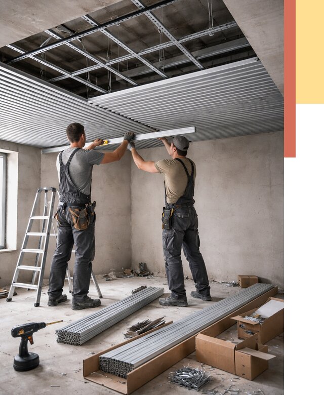 Монтаж реечного потолка в Елизово от 4558 руб. под ключ | ОТДЕЛОЧНИК-Лзв