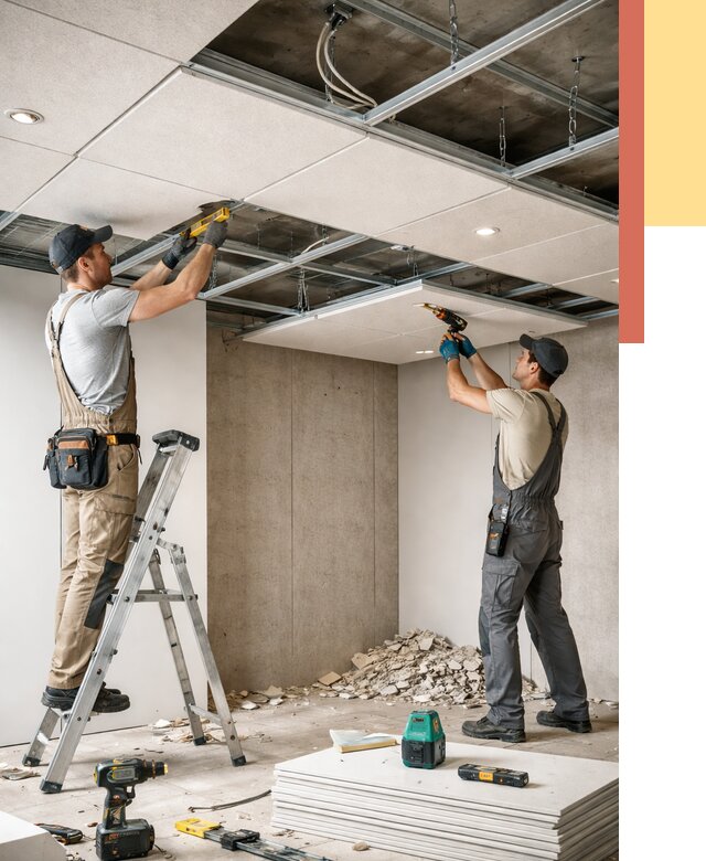 Монтаж акустического потолка в Елизово от 6583 руб/м2 — быстро и недорого | ОТДЕЛОЧНИК-Лзв