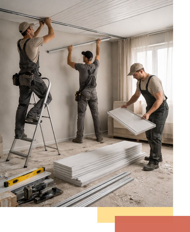 Монтаж потолка из ПВХ панелей в Елизово оперативно и качественно