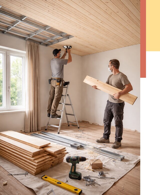 Монтаж потолка из вагонки в Елизово от 6583 руб. | Быстро и недорого — ОТДЕЛОЧНИК-Лзв