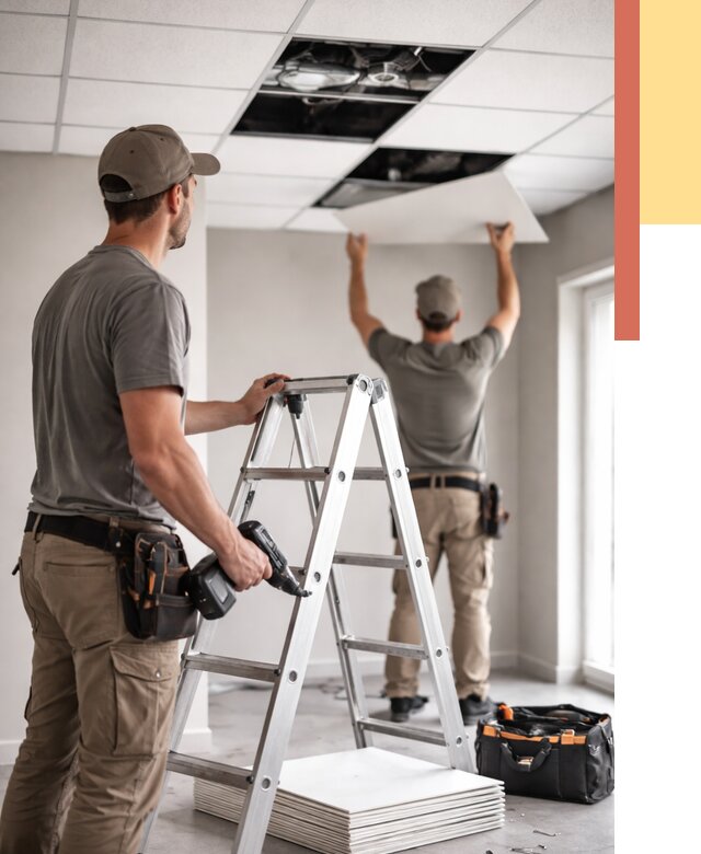 Обслуживание подвесного потолка в Елизово от 3545 руб. — быстро и недорого | ОТДЕЛОЧНИК-Лзв