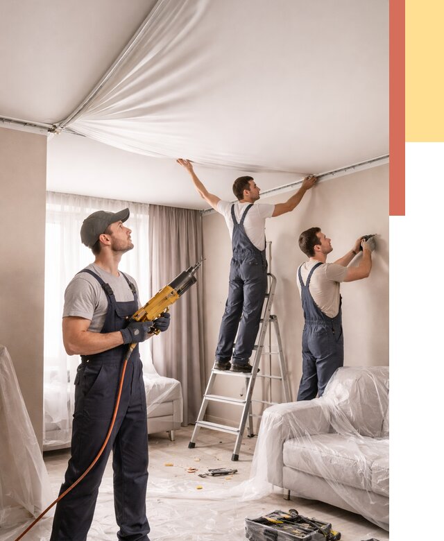 Установка натяжного потолка в Елизово от 4558 руб. | Быстро и недорого — ОТДЕЛОЧНИК-Лзв